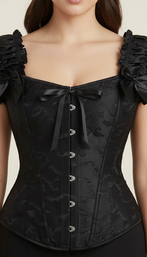 Corset Noir Lacet Femme - Vue face