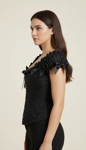 Corset Noir Lacet Femme - Vue profil