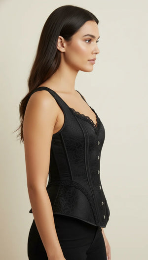 Corset Noir Lingerie - Vue profil