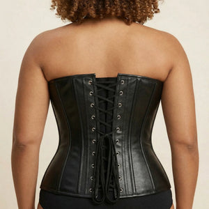 Corset Noir Simili Cuir Femme - Vue dos (plus-size)