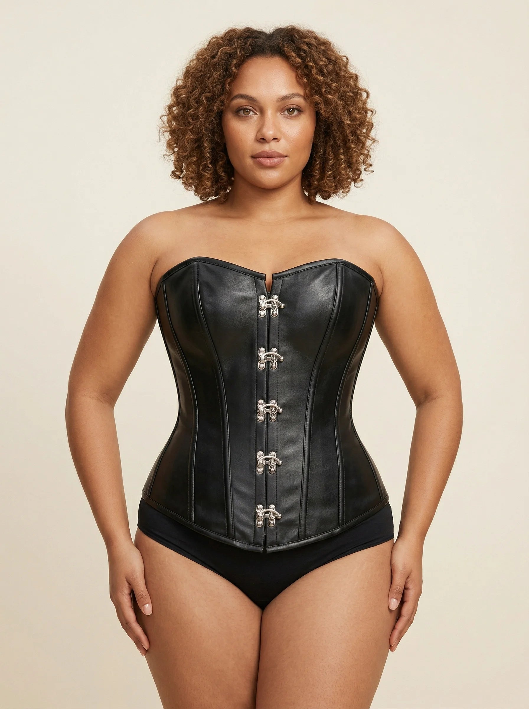 Corset Noir Simili Cuir Femme