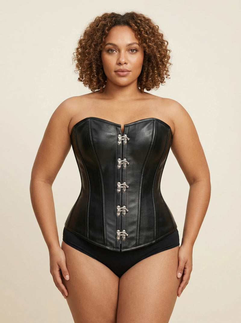 Corset Noir Simili Cuir Femme - Vue principale (plus-size)