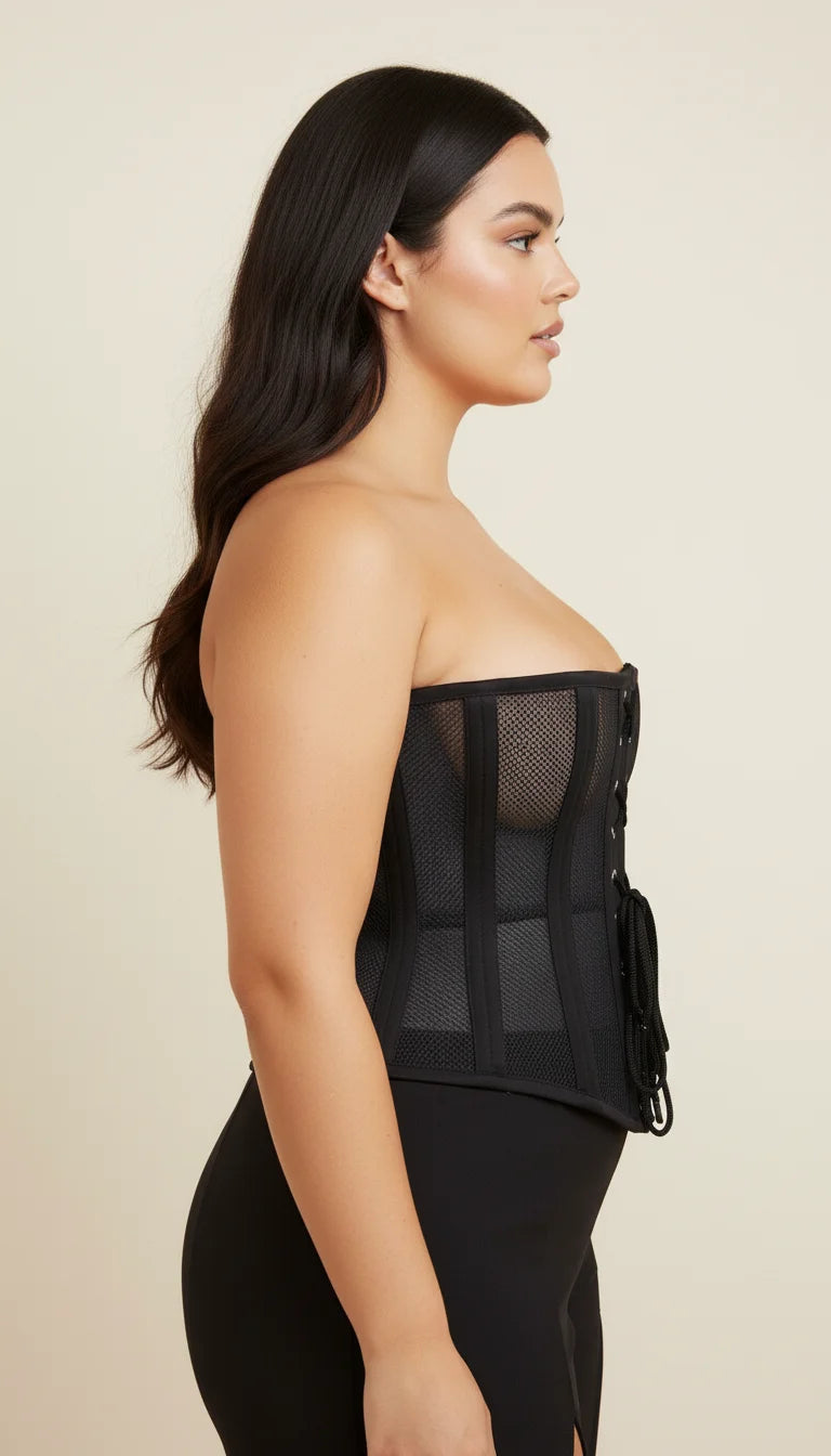 Corset Noir Simple Femme - Vue profil