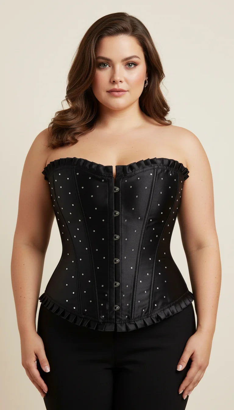 Corset Noir Strass - Vue principale
