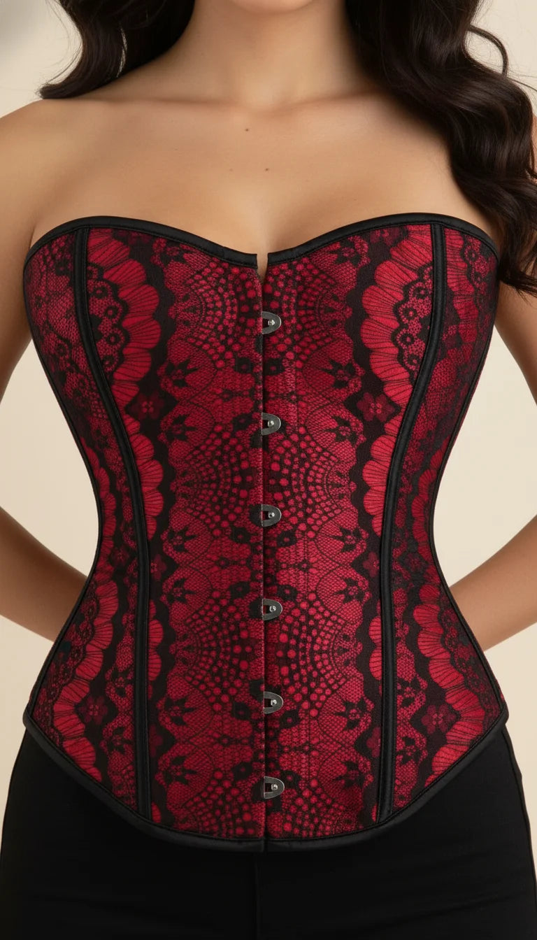Corset Overbust Rouge Dentelle