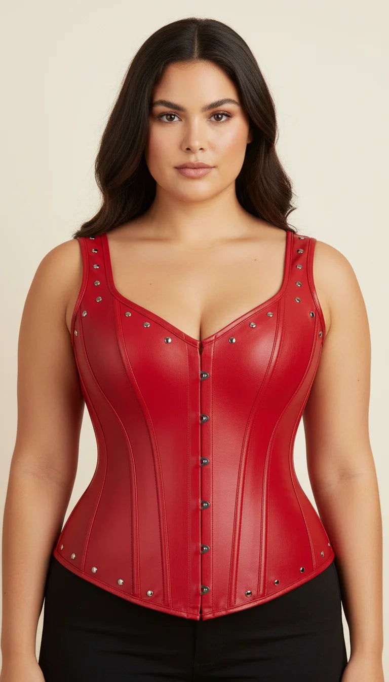 Corset Overbust Simili Cuir Rouge