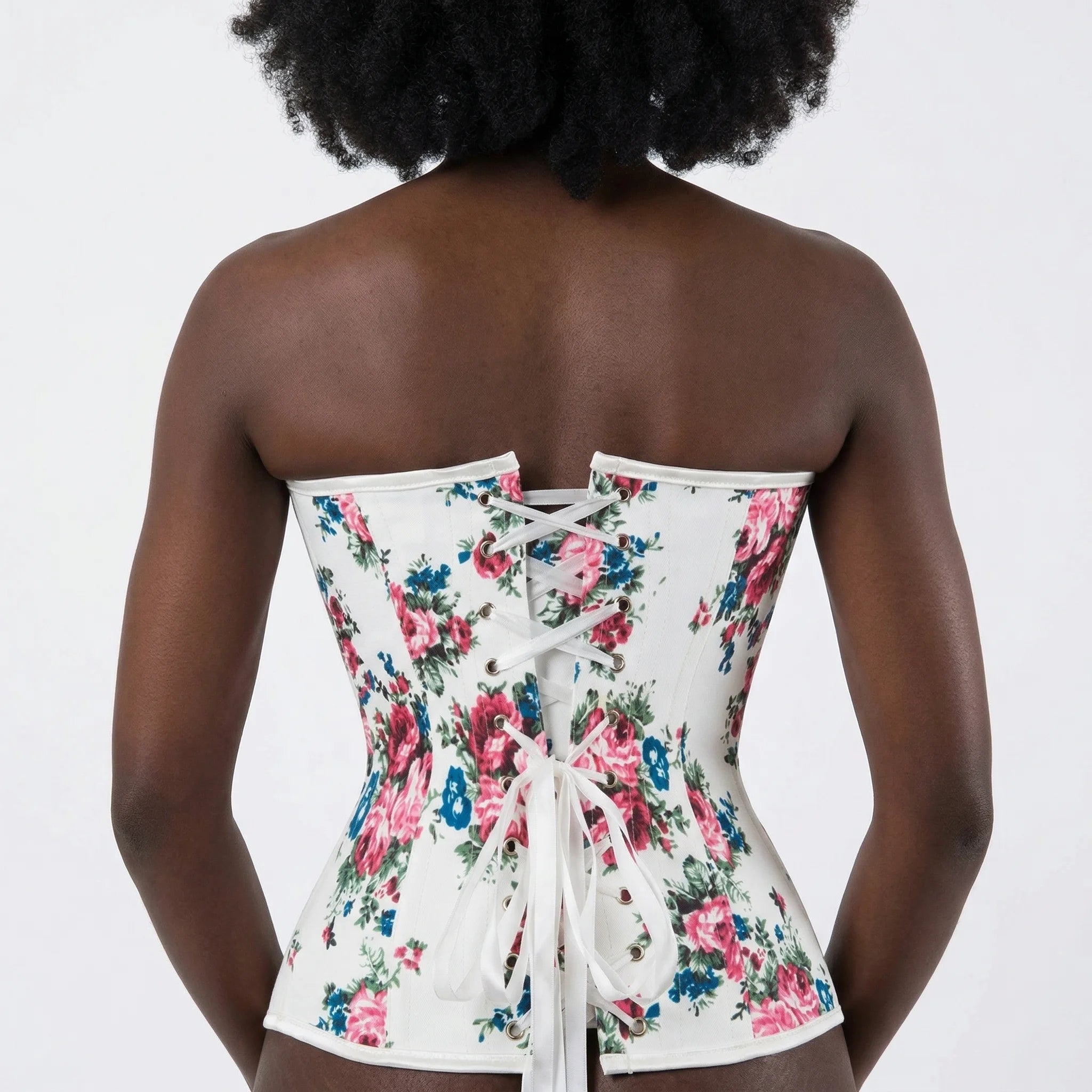Corset Rose et Blanc - Vue dos (curvy)