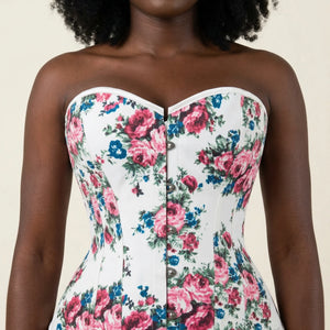 Corset Rose et Blanc - Vue face (curvy)