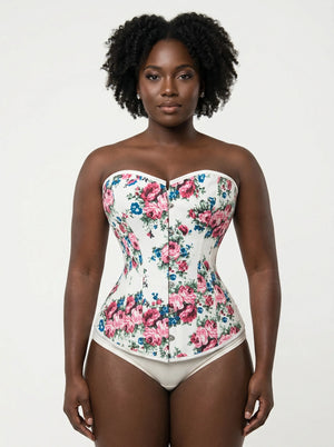 Corset Rose et Blanc - Vue principale (curvy)