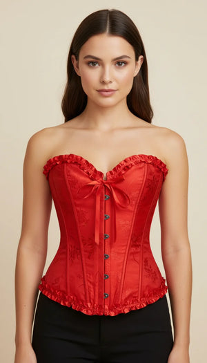 Corset Rouge Jacquard Structuré