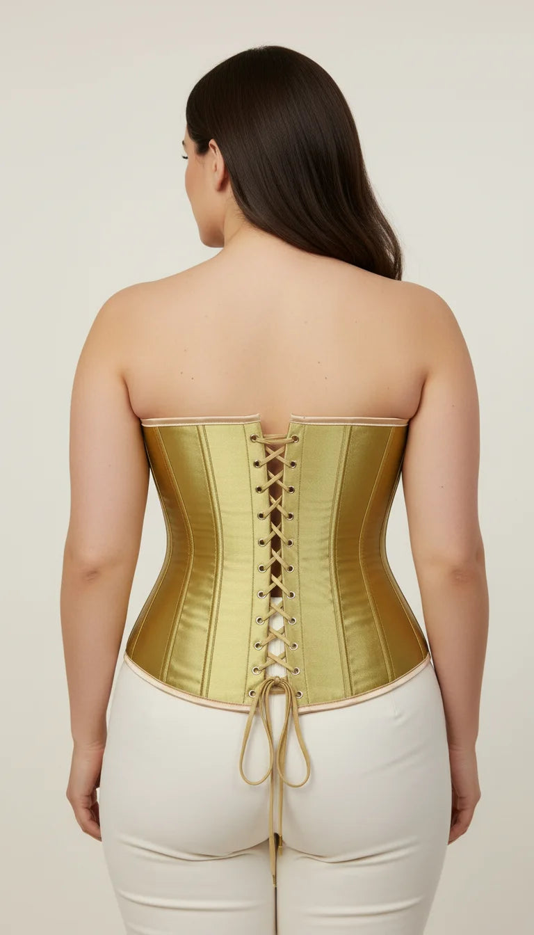 Corset Satiné Vert Anis - Vue dos