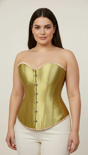 Corset Satiné Vert Anis - Vue principale