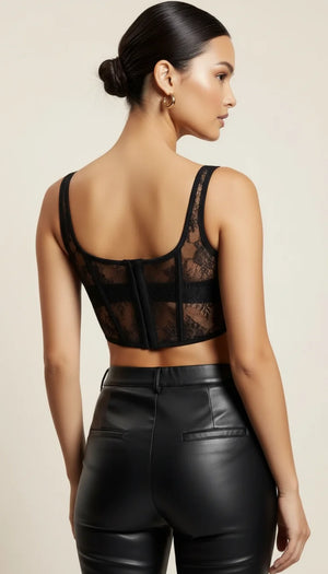 Corset Top Dentelle Transparente - Vue dos