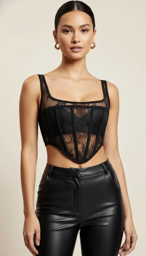 Corset Top Dentelle Transparente - Vue principale