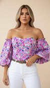 Corset Top Floral Épaules Dénudées