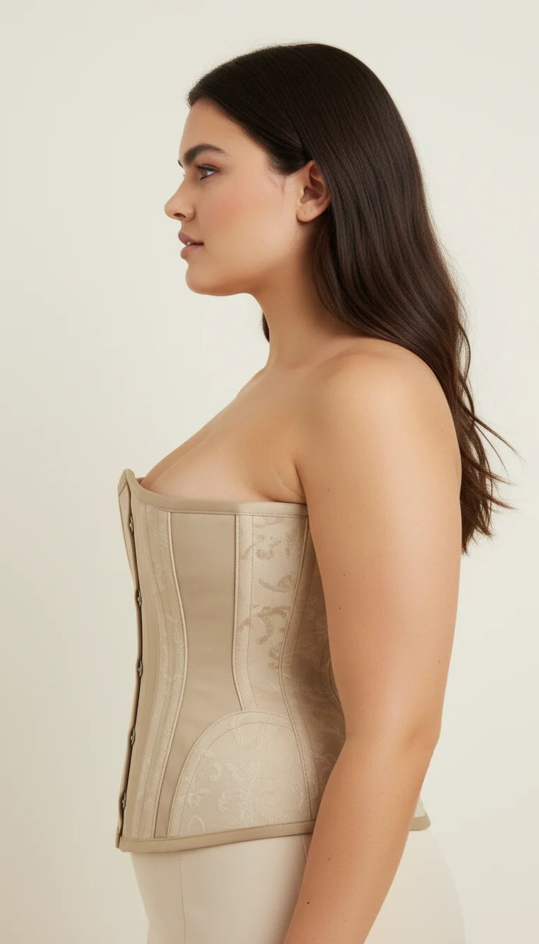 Corset Underbust Beige Ajustable - Vue profil