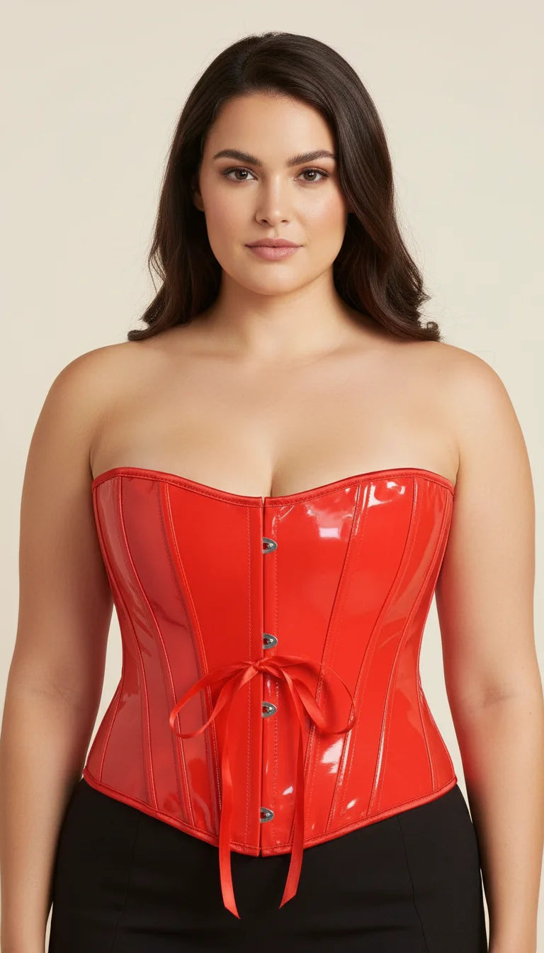 Corset Underbust Lacé Rouge Vinyle