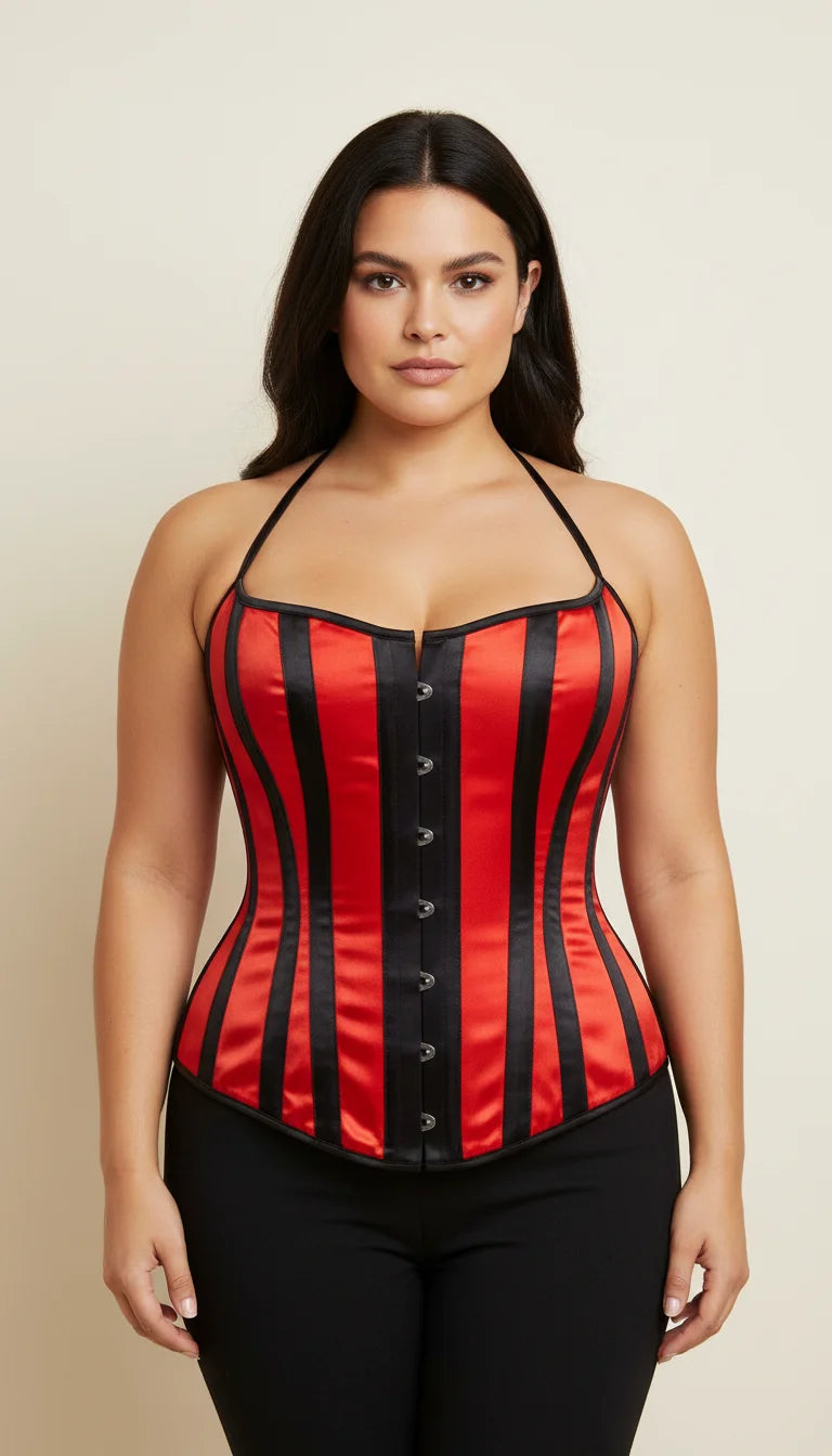 Corset Underbust Rayé Rouge Noir