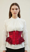 Corset Underbust Satin Rouge Dentelle