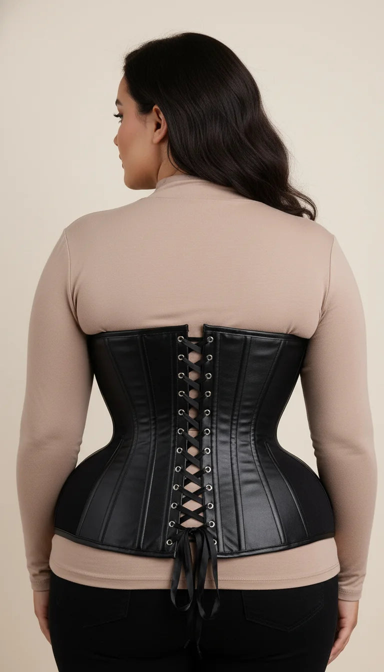 Corset Underbust Vintage Laçage Noir - Vue dos