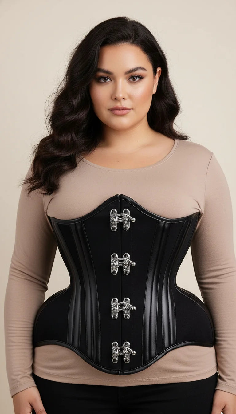 Corset Underbust Vintage Laçage Noir - Vue principale