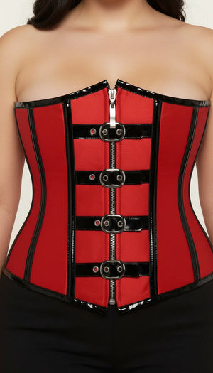 Corset Underbust Zippé Bicolore - Vue face