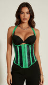 Corset Vert Émeraude Rayé Satiné