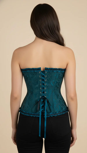 Corset Volants Jacquard Vert Pétrole - Vue dos