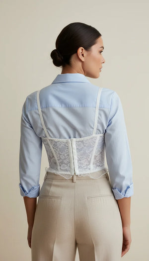 Guêpière Dentelle Fleurie Blanche - Vue dos