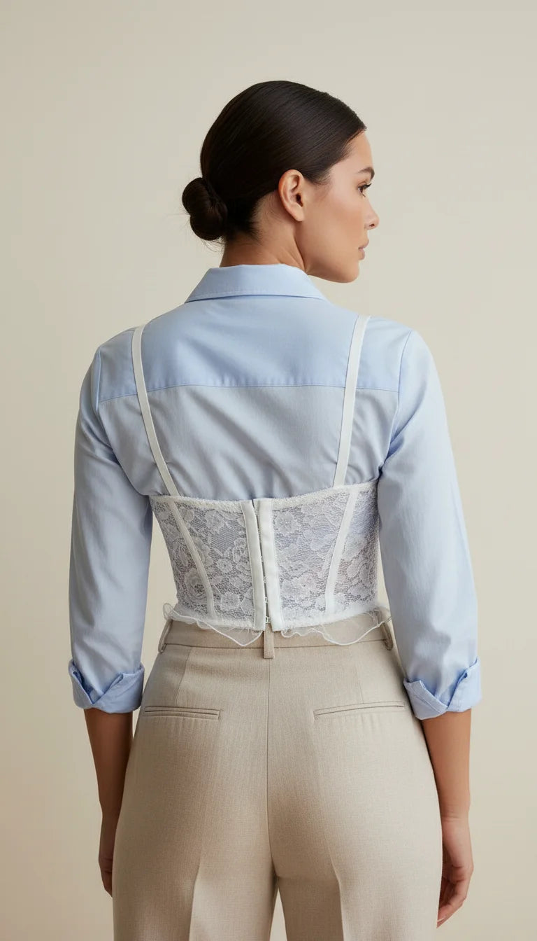 Guêpière Dentelle Fleurie Blanche - Vue dos