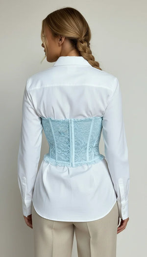 Guêpière Dentelle Fleurie Bleu Ciel - Vue dos