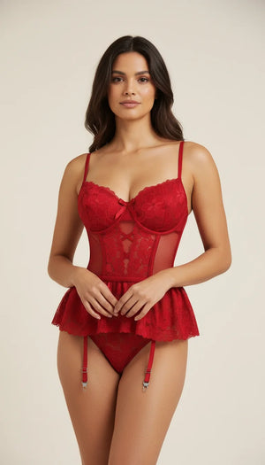 Lingerie Corset Rouge Dentelle