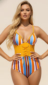 Maillot Corset Rayures Vibrantes