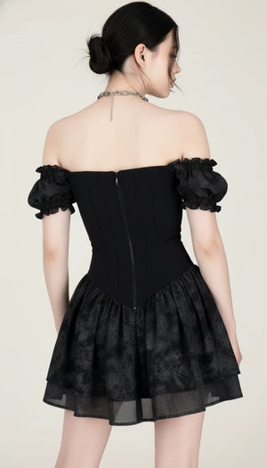 Mini Robe Corset Épaules Dénudées - Vue dos