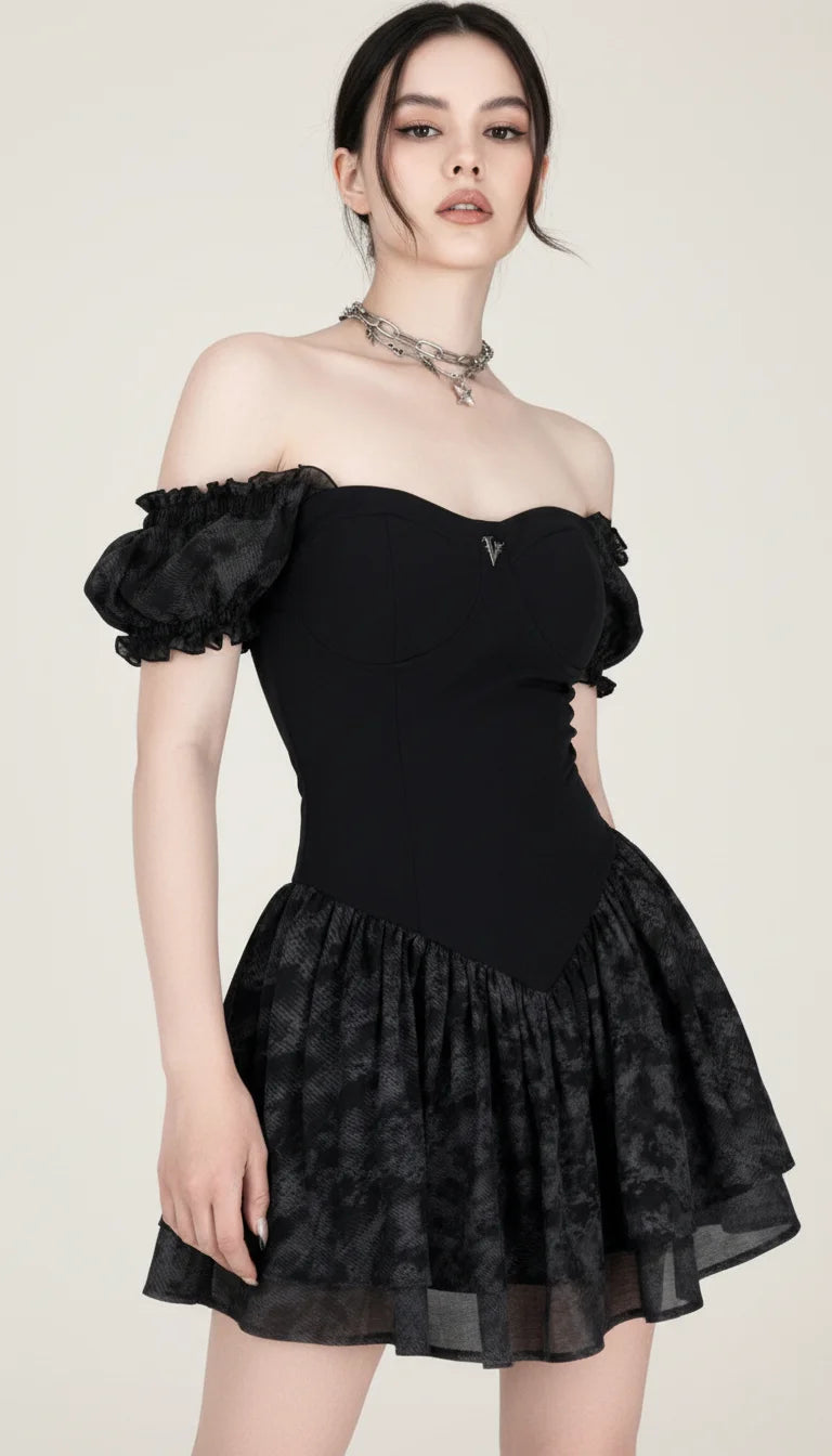 Mini Robe Corset Épaules Dénudées
