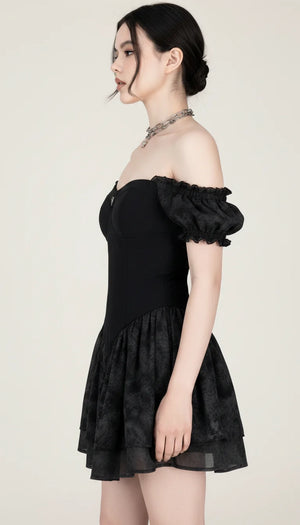 Mini Robe Corset Épaules Dénudées - Vue profil