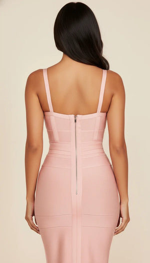 Robe Bandage Rose Poudré - Vue dos