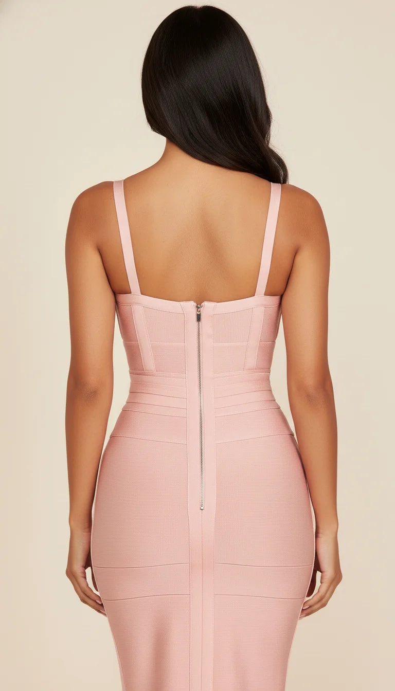Robe Bandage Rose Poudré - Vue dos