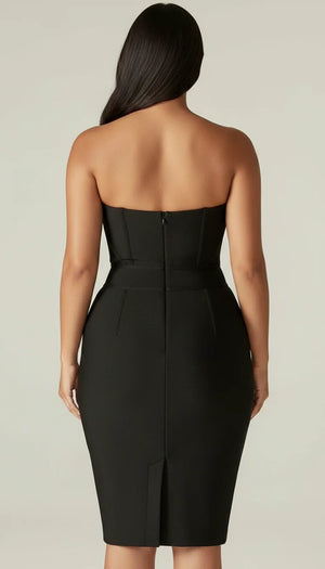 Robe Bandage Strass Noir - Vue dos