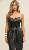 Robe Bustier Simili Cuir Fendue