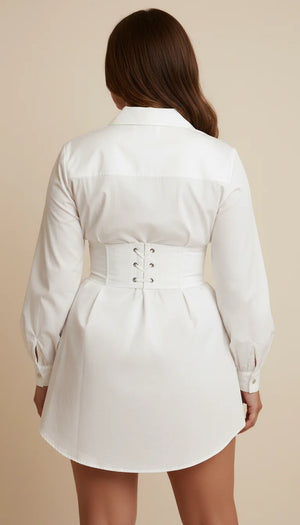 Robe Chemise Corsetée Blanche - Vue dos