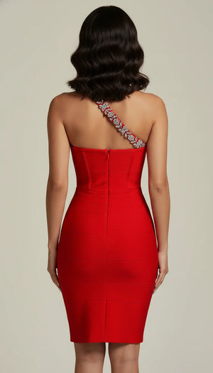Robe Corset Asymétrique Rouge Écarlate - Vue dos