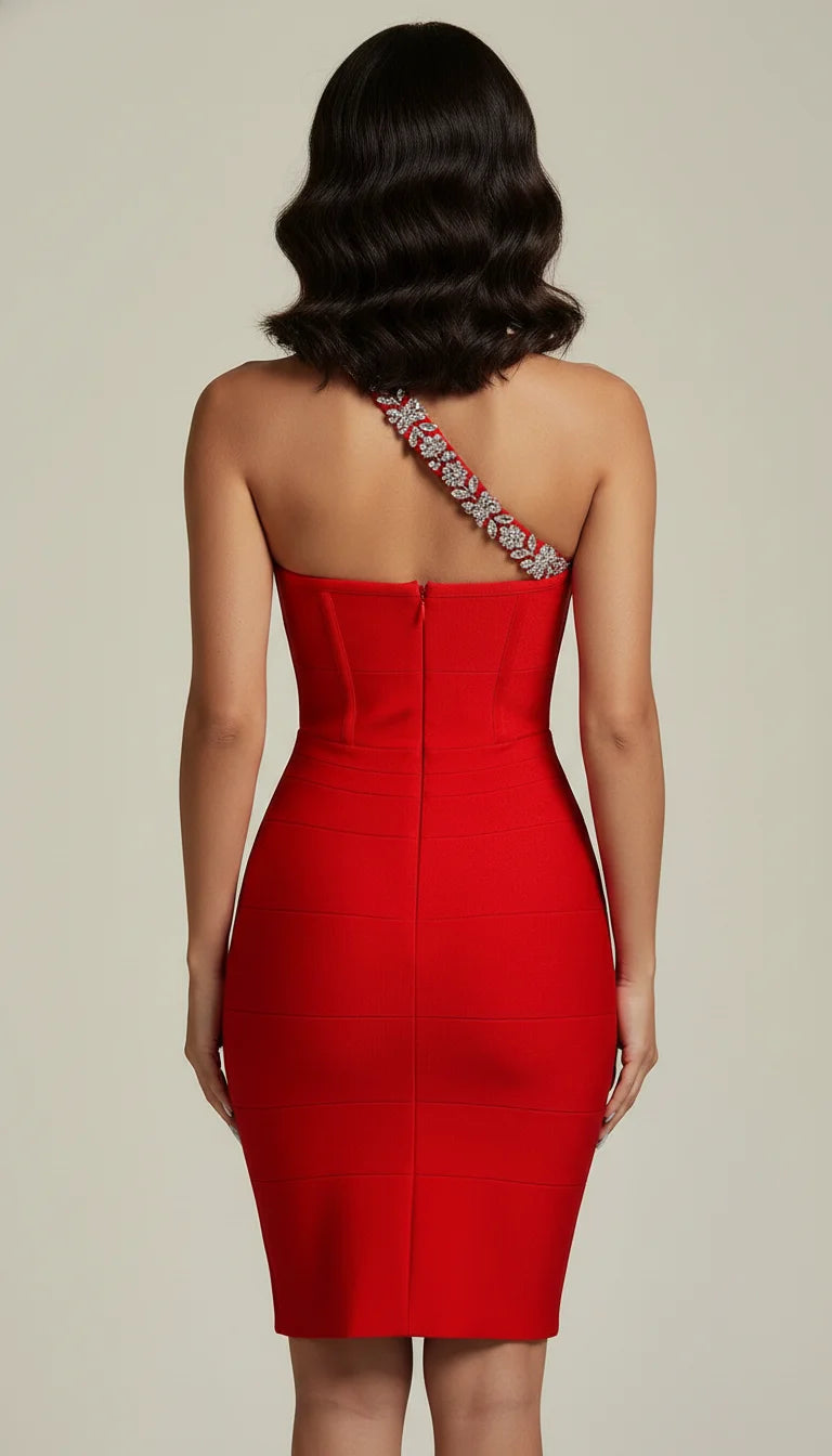 Robe Corset Asymétrique Rouge Écarlate - Vue dos