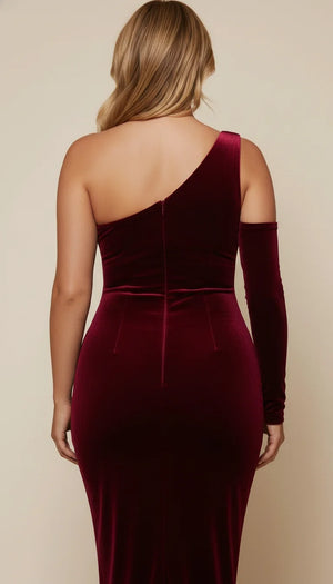 Robe Corset Asymétrique Velours Bordeaux - Vue dos