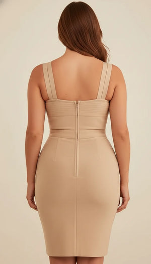 Robe Corset Bandage Beige Clair - Vue dos