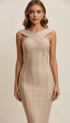 Robe Corset Bandage Beige Scintillant