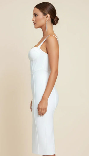 Robe Corset Bandage Blanc Pur - Vue profil