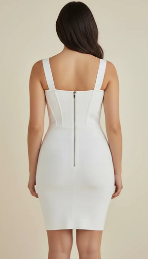 Robe Corset Bandage Blanche Sculptante - Vue dos