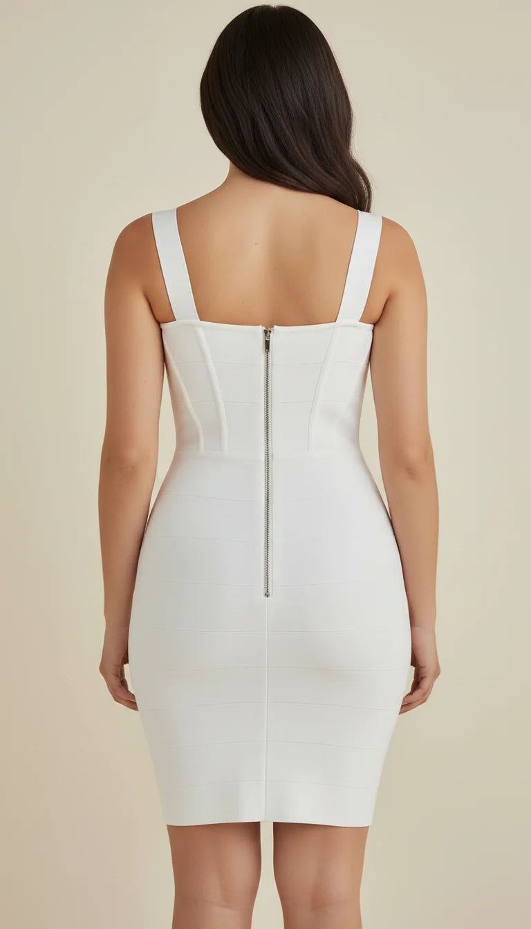 Robe Corset Bandage Blanche Sculptante - Vue dos