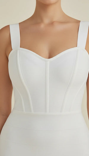 Robe Corset Bandage Blanche Sculptante - Vue face